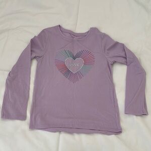 Jumping Beans Purple Love Heart Long Sleeve Tee Girls Size: 7
